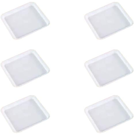 Aoktorkit Quadratische Blumentopf-Untersetzer, 10 x 10 cm, Kunststoff, Blumentopf-Tropfschalen für drinnen und draußen, Weiß, 6 Stück