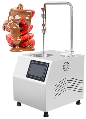 GESAIDES Commercial Chocolate Tempering Machine with Auto Dispenser & Vibrating Table Stainless Steel Melter for Fountain, Strawberry Coating, Bars & Desserts,5.5L
