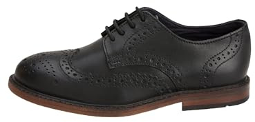 NEXT Ragazzo Scarpe Brogue in Pelle Stringate - Pianta Larga (G) Nero 37