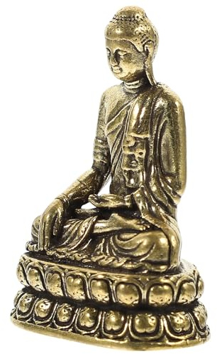 Toyvian Kleine Buddha Statue aus Messing, Retro Tischfigur für Deko | Zen Figur für Wohnraum und Schlafzimmer, Sakyamuni Skulptur, Goldfarbene Souvenir Geschenkidee