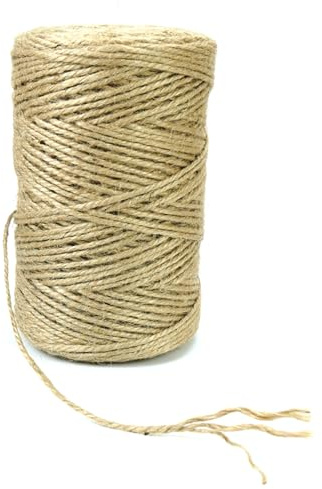 3mm*656 Feet Natural Jute Twine String DIY Home Decor,Thin Jute Twine for Crafting Gift Wrapping Packing Gardening Crochet Knitting Macrame Decor,3-Strand Brown Rope for Refurbish Cat Tree