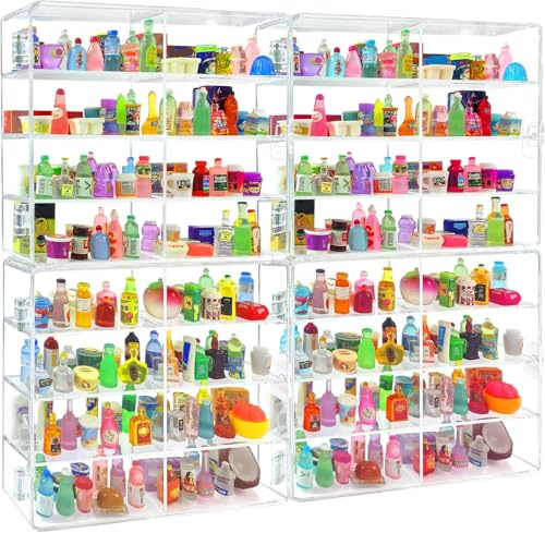 8 Slots Mini Brands Display Case 4 Pack Wall-Mounted Acrylic Mini Brands Storage Case Collector Toys,Stackable Shopkins Real Littles,Mini Mart Storage Organizer for Miniatures Collections (32 Slots)