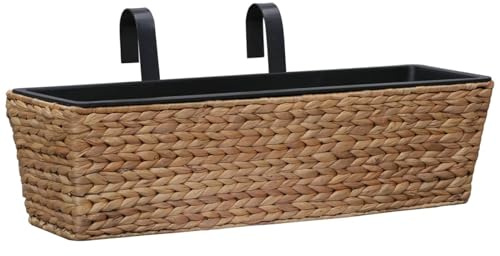 Gecheer Fioriere in giacinto intrecciato, set di 2 vasi per piante da esterno con inserti rimovibili, decorazione giardino e terrazzo, resistenti alle intemperie, complemento arredo