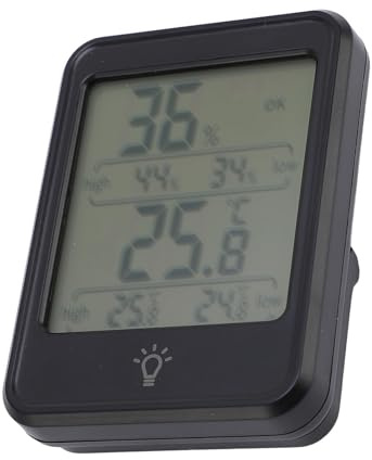 Dioche Hygrometer Indoor Humidity Meter Accurate Portable Humidity Gauge with Backlight for Home Comfort ABS Material Black