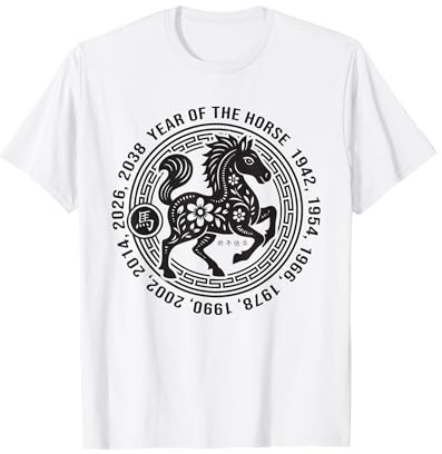 Nouvel an Chinois 2026 Année du Cheval de feu Signe du Zodiaque T-Shirt