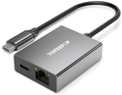 YOFEEPOP 2-in-1 USB-C-auf-Ethernet-Adapter, Ethernet-Gigabit-Adapter mit PD100W-Ladeanschluss, 1000 Mbps, RJ45 LAN-Ethernet auf USB, kompatibel mit iPhone 15/16/17, MacBook Pro/Air, iPad Pro, Mac