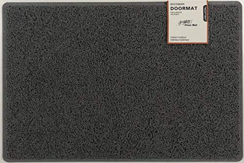Nicoman Large Outdoor Entrance Jet-Washable PVC Coil Rubber Back Doormat(60x90cm,Grey)