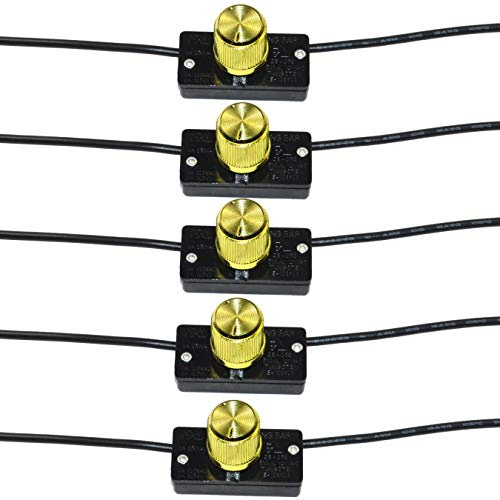 HQRP 5-Pack Universal Light Lamp Hi-Lo-Off Switch with Rotary Knob 125V 6A
