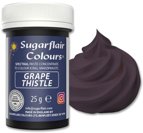 Sugarflair Lebensmittelfarbpaste Grape Thistle, Konzentrierte Spectral Lebensmittelfarbe für Buttercreme, Zuckerpaste, Zuckerguss, Kuchenmischungen, Macarons und mehr! - 25g