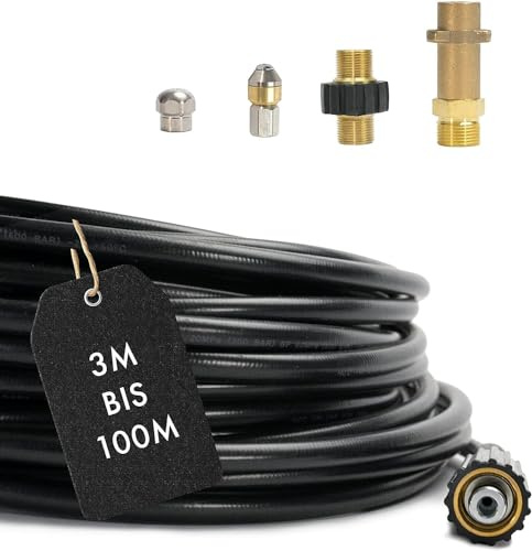 M&M Smartek manguera desatascadora, kit 5 piezas, para Kärcher/Kränzle | Kit desatascador con manguera, adaptadores y boquillas según variante; comprobar conexiones, presión, contenido y equipo.