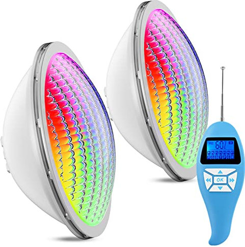 LyLmLe Iluminación LED PAR56 20 W RGB cambio de color regulable para piscina con mando a distancia, sustituye a bombillas halógenas antiguas PAR56, IP68 impermeable bajo el agua, 12 V CA (paquete de 2