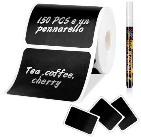 joyoldelf 150pcs Kit d'Etiquette Autocollantes Réutilisables pour la Cuisine Organiser avec Marqueurs Craie Liquide, Étiquette Tableau Noir Amovible pour Décorer Votre Cuisine Pièce de Rangement