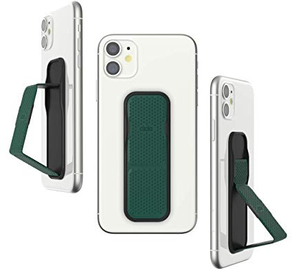 CLCKR Cell Phone Grip and Expanding Stand, Universal Phone Grip Holder with Multiple Viewing Angles for iPhone 14/13/12, Samsung Galaxy S22 and More, Phones, Tablets, Perforated Green