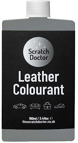 Teinture pour cuir The Scratch Doctor Restaurer et réparer la peinture pour cuir imitation vinyle pour meubles, canapés, sièges de voiture, chaussures, sacs à main (Gris, 100 ml)