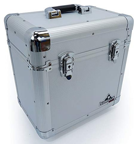 Gorilla LP60 12 LP Vinyl Record DJ Equipment Storage Carry Case Box Holds 60 Records (3 Colours Available) (Silver)