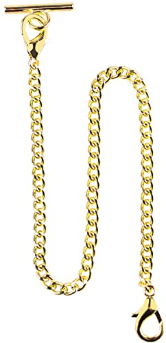 Alwesam Chaîne de montre de poche Albert en forme de T antique à suspendre 35,6 cm, doré, Antique