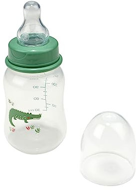 BAMBINO MORBIDO, BIBERON COLLO STRETTO + TETINE DEBITO VARIABILE SILICONE 125Ml coccodrillo Savana
