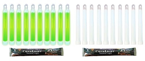 Cyalume Technologies Leuchtstab 15 cm, Original Militärische ChemLight Lightsticks In Grün (10-er Pack) & Technologies Leuchtstab 15 cm, Original Militärische ChemLight Lightsticks In Weiß