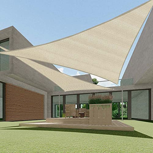 ECOOPTS - Tenda a vela triangolare in HDPE 8' x 8' x 8' x 8' per patio esterno, copertura pergolata, tessuto resistente al 95% dei raggi UV (Beige)