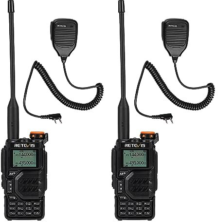 Retevis RA79 Walkie Talkies with Speaker Mic, Dual Band Ham Radio, 2m/70cm/FM/AM Band, 1400mAh Battery, Walkie Talkies for Adults Long Range, Easy to Pair, 2 Way Radio for Hunting, Travelling (2Pcs)