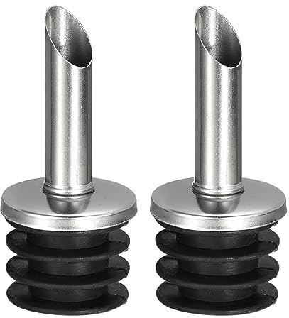 uxcell Stainless Steel Bottle Pourers, 2Pcs Olive Oil Spout, Wine Pourers Liquor Pour Spouts for Pours Liquid, Olive Oil, Wine, Vinegar, Most Liquor Bottles (Black)