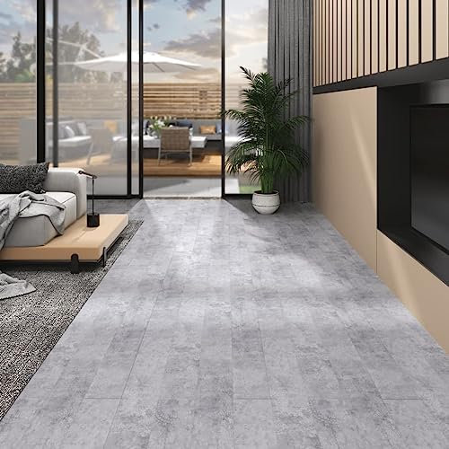 RAUGAJ PVC Bodenbelag Dielen 5,02 m 2 mm Selbstklebend Zement Grau, Artikelfarbe-Zementgrau