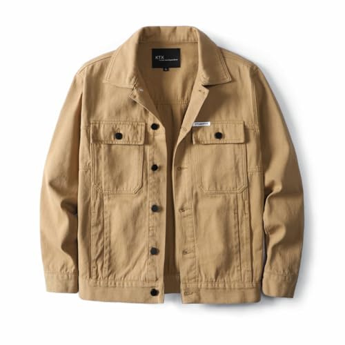 SAAKO Veste en Jean pour Homme,Coupe Régulière - Tendance Slim Belle Veste pour Homme Look Décontracté - Veste pour Homme À Manches Longues Manches Longues Poches À Revers Outwear Jean Biker Cargo Ch