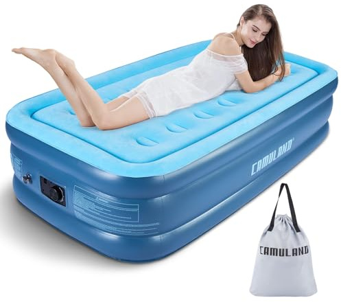 CAMULAND Twin Luftmatratze mit eingebauter Pumpe 46cm Double Hoch Selbst Inflation Deflation Luftmatratze für Indoor Home,Camping,Gäste,Reisen(188x99x46CM)