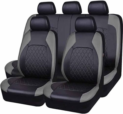 Housses de Siège de Voiture pour M-azda 2 Mazda2 Type DE/DJ / XP21 / DY 2017-2023, Ensemble Complet Avant et Arrière Couvre Sieges en Cuir PU Accessoire Interieur,A/9pcs Set Grey
