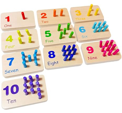 Colcolo Wooden Counting Number Peg Board,Early Learning, Portable Educational Math Toy for Babies Kids Children Kindergarten