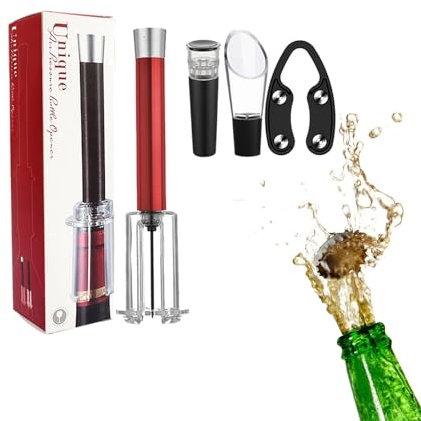 EHOTER Wine Opening Set Wine Opener Air Pressure Air Pressure Pump Wine Bottle Opener Set Creative Practical Wine Opener Gift Set Efficient Corkscrew Vacuum Stopper Cork Remover (Red)