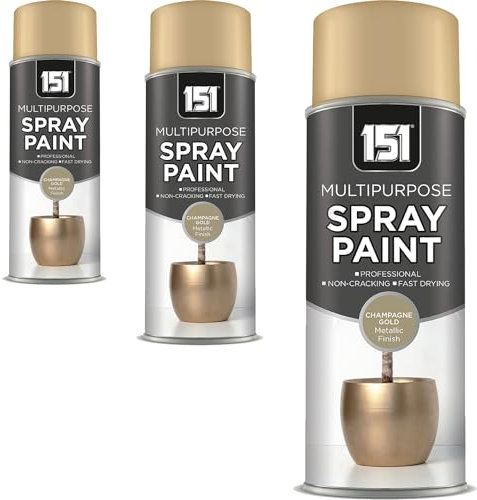 SAVING HUB - Champagne Gold Metallic Spray Paint 400ml - Multipurpose Paint for Wood Metal Brick - Metallic Gloss Paint Non-Cracking Perfect Finish 400ml Paint (3)