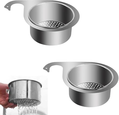 Jisrcha Siebkorb Spüle Edelstahl, Multifunctional Drain Basket, 2 Pcs Abflusskorb Küchenspüle, Siebkorb Spüle Schwanenform für Hausküchen Filtern von Küchenabfällen und Waschen von Gemüse und Obst