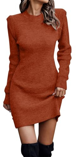 Damen Strickkleid, Langarm A-Linien Cord Kleid Rollkragen Elegant Pulloverkleid Damen Oversize Lose Casual Tailliertes Sweatshirtkleid Strickdresses Für Women Strickkleid Damen Für Business