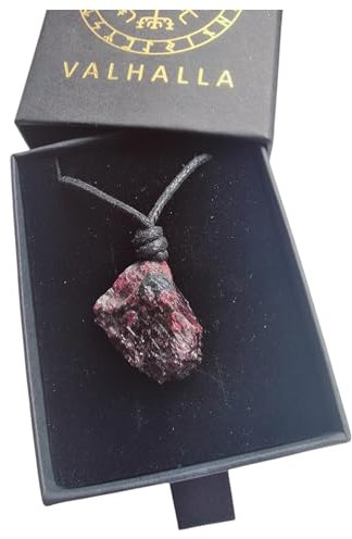 VALHALLA Granat-Halskette, Naturstein, universeller Anhänger für Herren und Damen