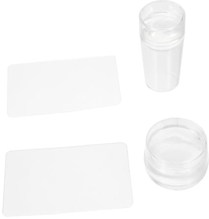 Healeved 2set Stampini in Silicone Trasparente Per Unghie Con Rasoio Strumento Per Timbri Per Nail Art Adatto Per Fai Da Te Casa o Uso Professionale in Salone