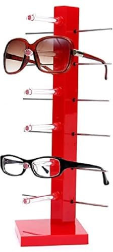 Cenz-888 Brillenhalter 6 Paar Sonnenbrille Brillen Rahmen Rack Mode Design Brillen Zähler Halter Display Stand Display Halter Sonnenbrillen-Organizer(Red)