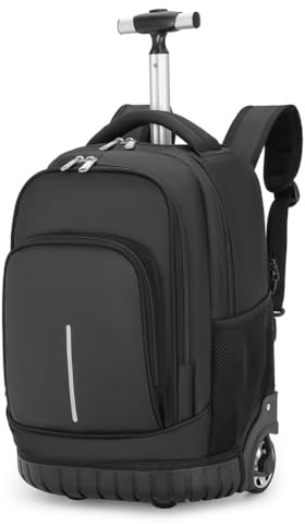 BOZONLI Rucksack mit Rollen Trolley Schulrucksack Schultasche Laptoptasche Business Business Trolley Handgepäck Kofferrucksack, Schwarz