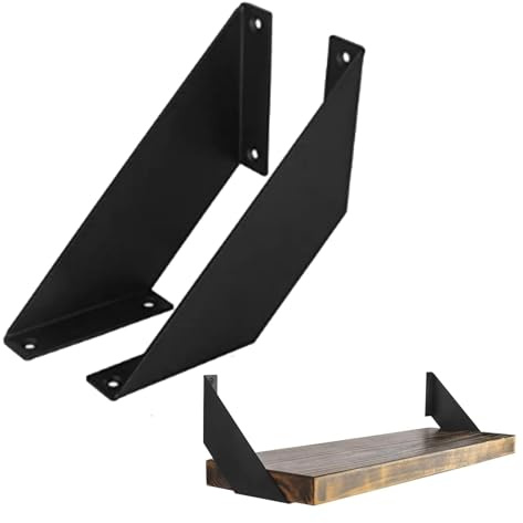 Set di 2 Staffe da Muro in Ferro 15×15 cm – Supporto per Mensole Nero Opaco Stile Industriale – Viti e Tasselli Inclusi – Portata >50 kg