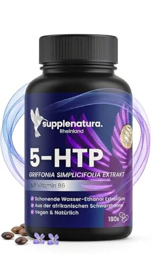 5 HTP (Serotonin) 180 Kapseln á 500mg | 100% PFLANZLICHES Griffonia | 6 Monatsvorrat | Laborgeprüft & in DE Produziert | 5HTP von SUPPLENATURA®