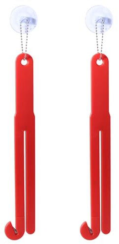 2pcs Food Bag Opener, Quick Cut Food Packet Pouch Cutter Squeezer with Stainless Steel Blade for Kitchen Restaurants Easy Storage with Suction Cup & Hanging Chain (Red)