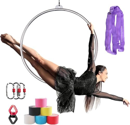 Aerial Hoop Kit, Professioneller Edelstahl-Einpunkt-Reifen für Aerial Fitness, geeignet für 80-100 cm Größen