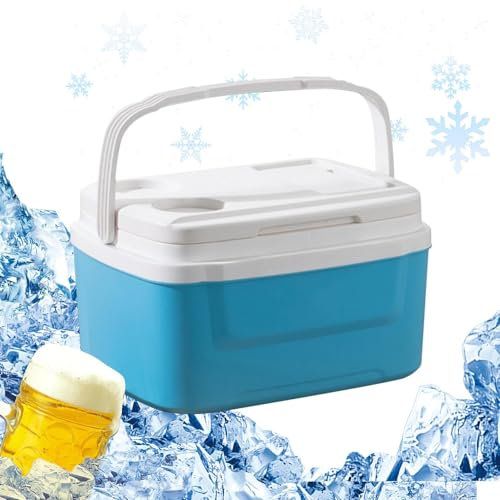 Tragbarer Campingkühler, 8 l, Outdoor Ice Chest, 12,99 x 10,43 Zoll, wasserfester Auto-Kühlschrank, großes Fassungsvermögen, praktisches Design für Beverage, Lebensmittel, Getränkekühler, Reisen