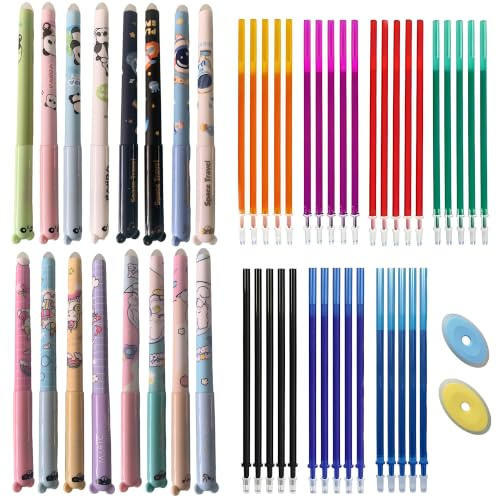 Emotionlin Radierbare Gelschreiber Set für Kinder & Erwachsene – Löschbare Stifte mit Ersatzminen & Radierer – Cooles Schreibwaren Set für Schule, Büro & Bullet Journal (16-Teiliges Astronauten Set)