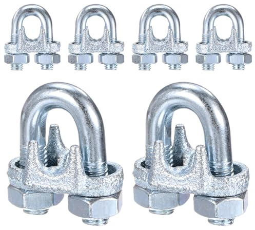 M METERXITY 6-Pack Cable Clamps, M10 Carbon Steel 10mm Wire Rope Clip Thimble U Bolt Saddle Fastener for Diameter Cable Rigging/Sailing/Clothesline, Wire Clamps