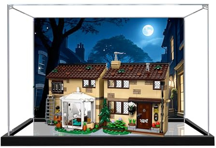 Acrylic Display Case for Lego 76451 Privet Drive: Aunt Marge's Visit Model, 3mm Dustproof Display Box, Display Case Compatible with Lego 76451 (Model Not Included) (Background 3MM+Mirror)