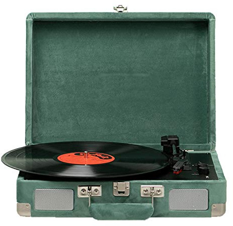 ZJFHEYUO Tourne-Disque phonographique, Platine Vinyle Portable Vintage avec récepteur Bluetooth et Haut-parleurs intégrés, Compatible avec Les formats 7/10/12 Pouces