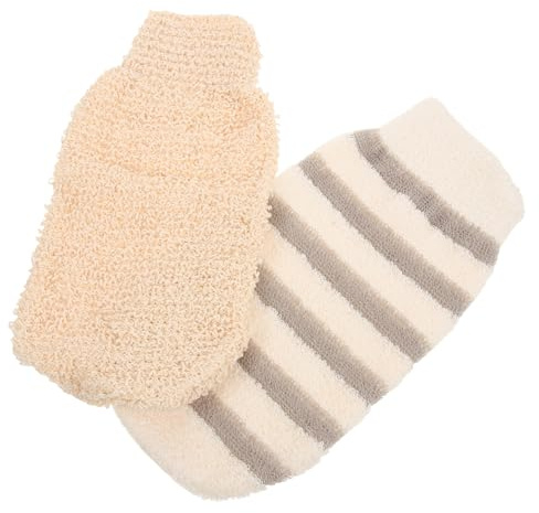 Gogogmee Peelinghandschuhe Hautschonend aus Baumwoll Leinen 2 Stück zur Hautreinigung mit Modernem Design und Reichhaltiger Schaum und Sanften Massage für Erwachsene