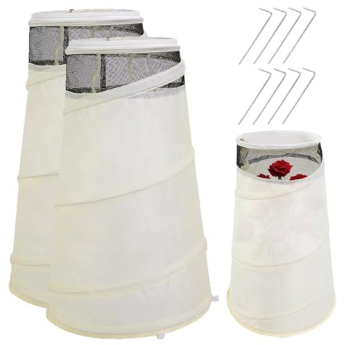 NASSMOSSE Housses de rosiers pour l'hiver, 2 cônes de Roses escamotables avec Filet Respirant, Housses Protection pour Plantes d'hiver Contre Le Gel, Le Vent, Le Gel et Les Animaux 33 x 50 cm