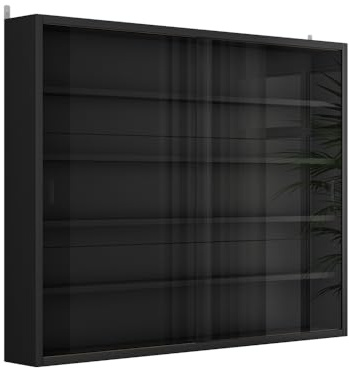 Vicco vitrine Murale Showla, Noir, avec 4 étagères, pour Montage Mural pour Le Rangement et la présentation